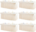 Shillance Ivory Spandex Table Covers 8ft, 6 Packs Fitted Table Covers for 8 Foot Tables Stretch Spandex Table Skirts Rectangle Tables for Event, Wedding, Banquet & Parties