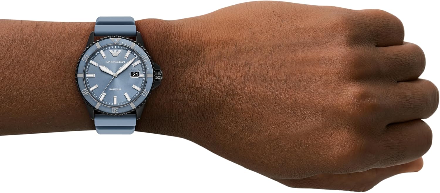 Emporio Armani World Explorer Dive-Inspired Men's Watch with Stainless Steel, Silicone or Leather Band