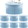 6 Pack Spandex Baby Blue Round Tablecloths for 60in Table, Stretchy 120inch Fitted 5ft Table Cloths, Wrinkle Free Round Tablecovers Skirt for Wedding Birthday Parties Baby Shower Banquet