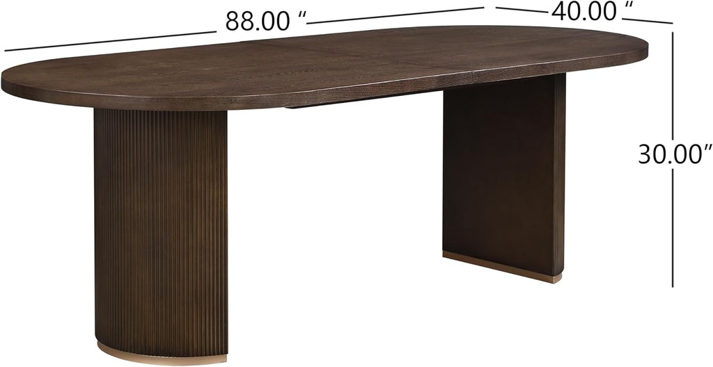 Oval Dining Table with Double Pedestal Base for 6 People, 88-inch Kitchen Table for Dining Room, Easy to Assemble, Walnut