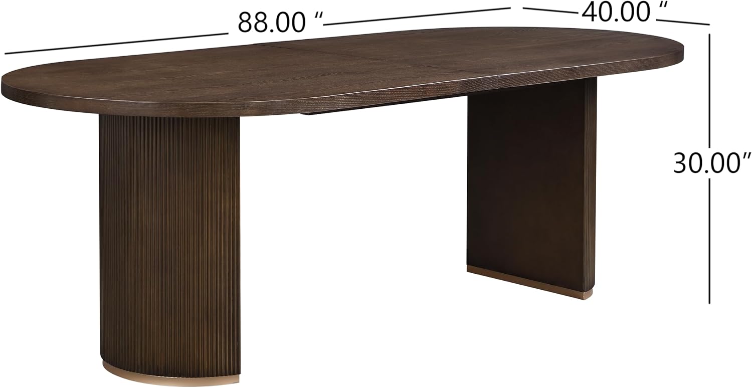 Oval Dining Table with Double Pedestal Base for 6 People, 88-inch Kitchen Table for Dining Room, Easy to Assemble, Walnut