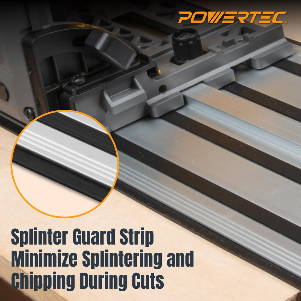 POWERTEC 71691 110 Inch Track Saw Guide Rail Connector Set for DeWalt Track Saws, Clamping Options Includes 2x55' Aluminum Extruded Guided Rails and (1) Guide Rail Connector for Woodworking Projects