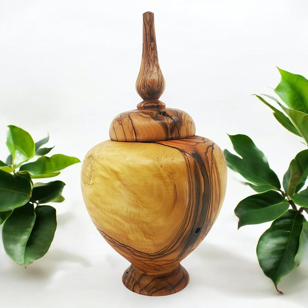Hand-Turned Olive Wood Lidded Box - Decorative Vase, Rustic Home Decor, Jewelry Box, Unique Gift, New Home & Housewarming Wood Decor