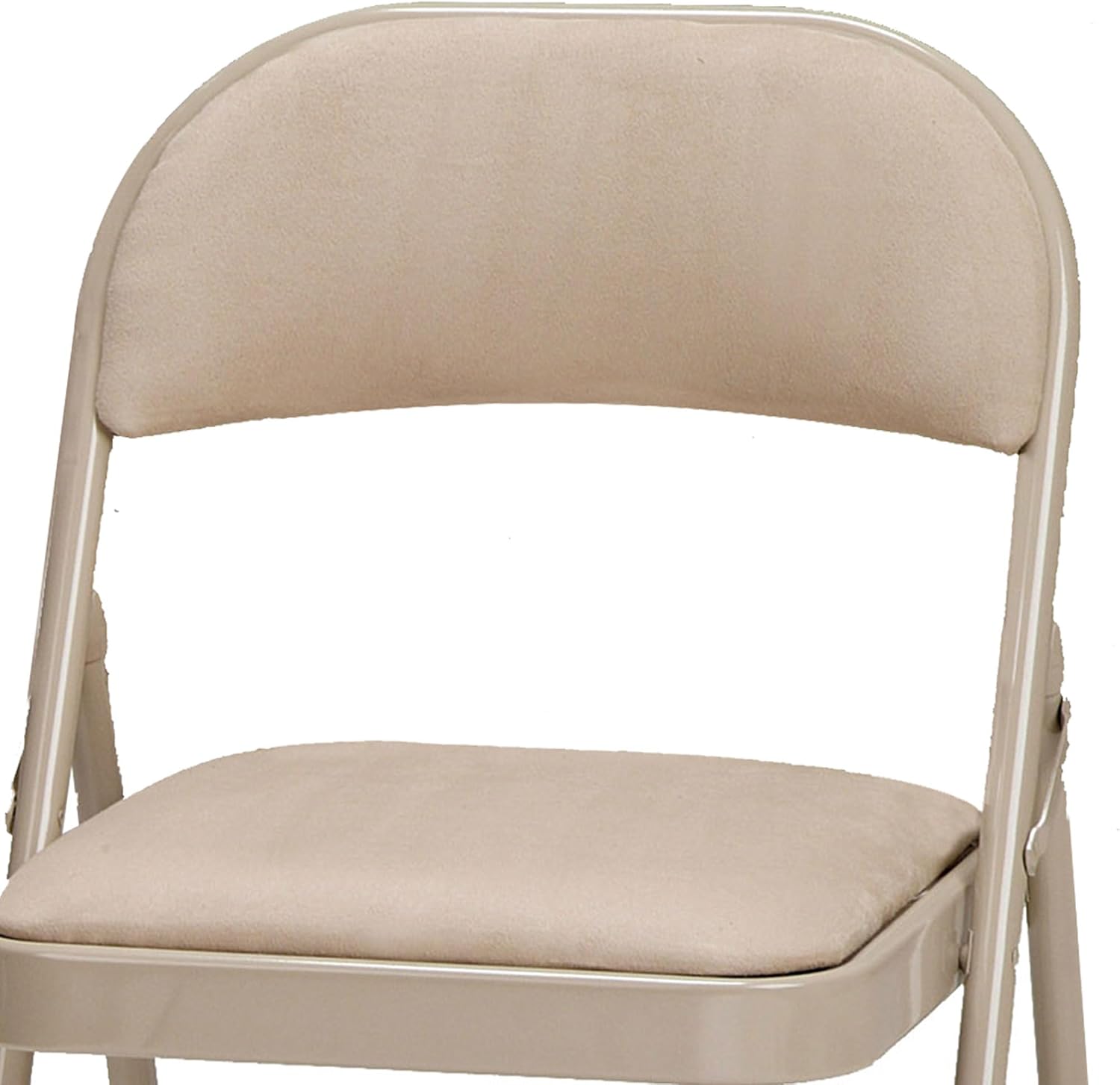 MECO 4 Pack Padded Folding Chairs, Cushioned Sand Fabric Foldable Chair, Buff