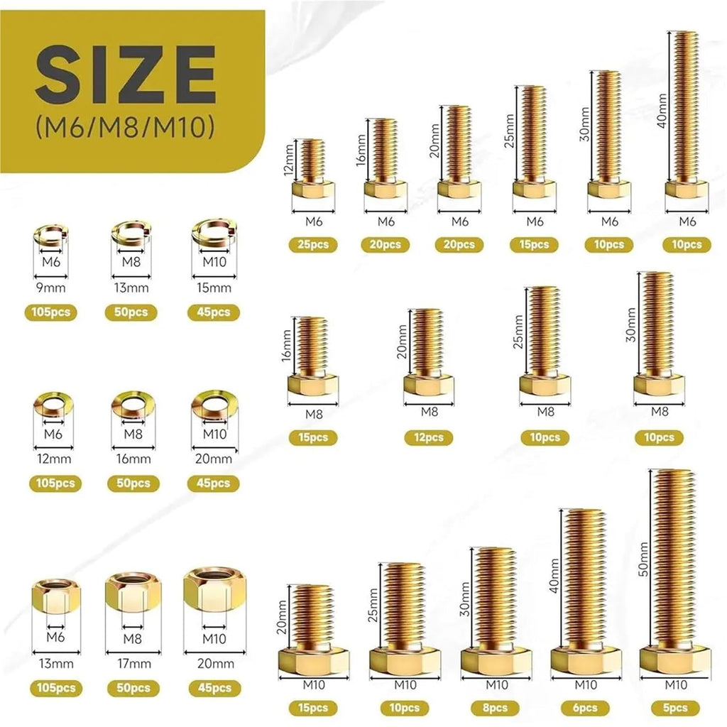 Nut & Bolt Sets 791Pcs Heavy Duty Grade 8. Alloy Steel Metric Bolt Nut Assortment Kit
