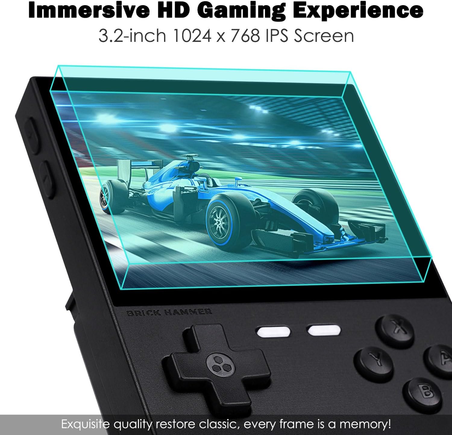 Trimui Brick Hammer Handheld Game Console,3.2 Inch IPS Classic System and 3000mAh Battery Retro Video Games Consoles,with 64G TF Card and Wireless Networt Console Casual Game Console(Black)