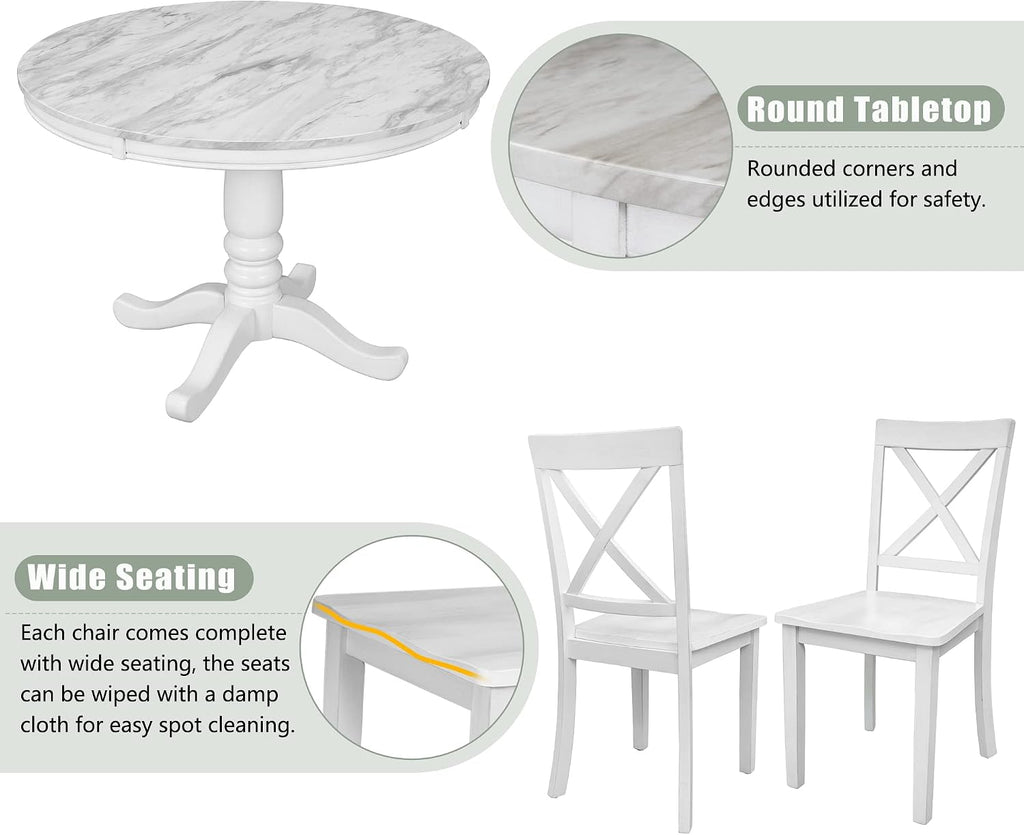 Harper & Bright Designs Dining Table Set - 5 Piece Round Dining Set with 4 Chairs Wood Dining Table Set