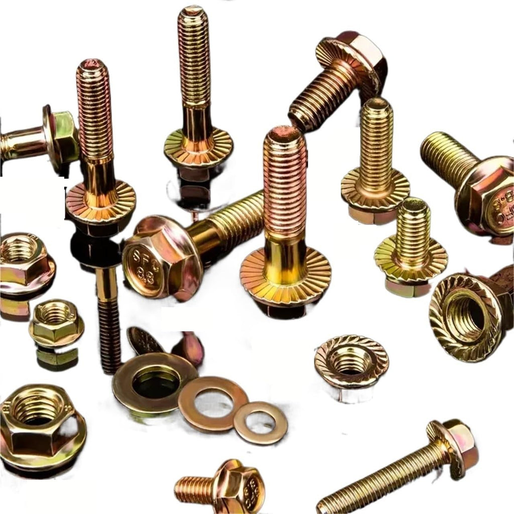 Nut & Bolt Sets 521pcs Grade 8. Hex Serrated Steel Flange Bolt and Nut Kit