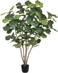 Vickerman 5' Artificial Green Potted Fiddle Tree - Lifelike Faux Fiddle Leaf Fig with 168 Realistic Leaves, Perfect Indoor Accent Plant for Home or Office Decor, Maintenance-Free Natural Charm
