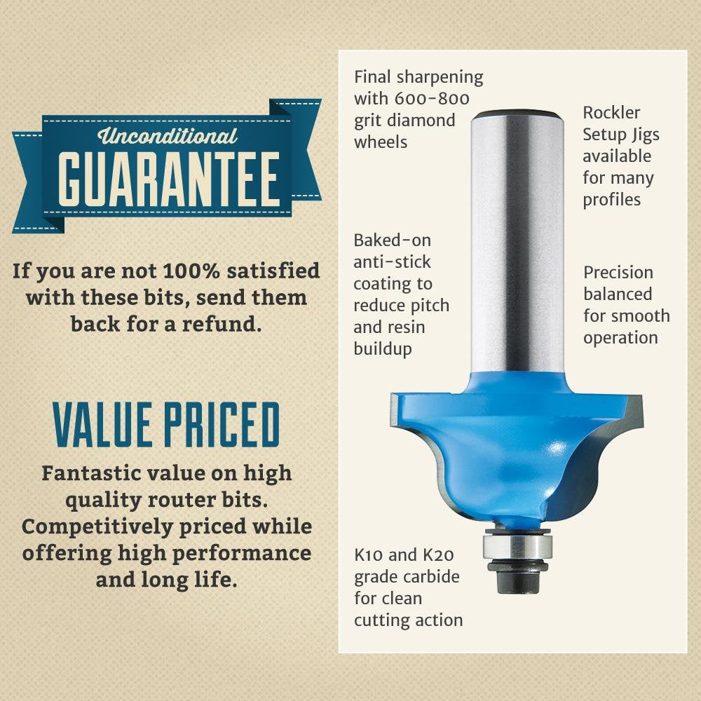 Tambour Router Bit - Durable 1/2 Inch Router Bit Set for Custom Tambour Doors - Easy-Install 1/2 Shank Router Bit Set w/ Instructions - Tambour Door Cabinet Bits for Single & Double Curve Applications
