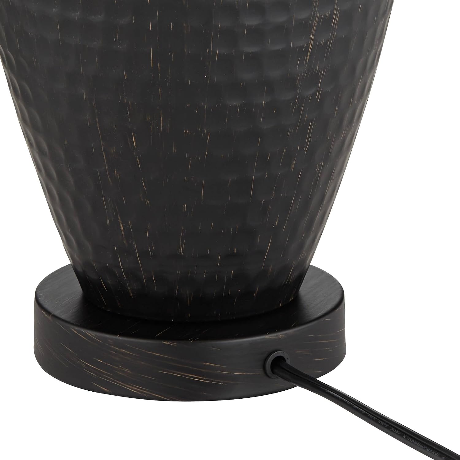 Regency Hill Auburn Modern Rustic Vase-Shaped Table Lamp 25' High Textured Hammered Bronze Brown Metal Natural Linen Empire Shade for Living Room Bedroom House Bedside Nightstand Home Office