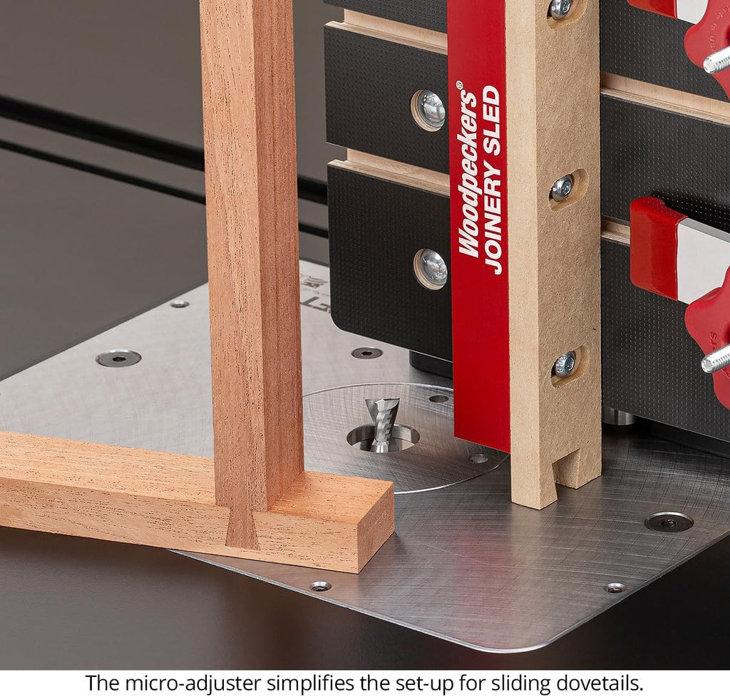 Joinery Sled, Micro-Adjustable Jig for Cutting Precise Box Joints, Miters & Angled Cuts on the Table Saw and Router Table, Made in USA JSLED
