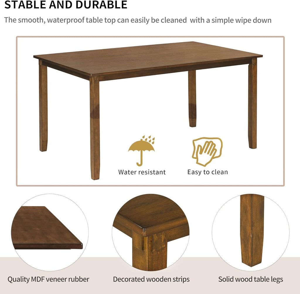 Harper & Bright Designs 6-Piece Dining Table Set, Dining Room Table Set with Wooden Rectangular Dining Table, 4 Dining Chair and Bench, Kitchen Dinette Set for 6 People (Natural Cherry)