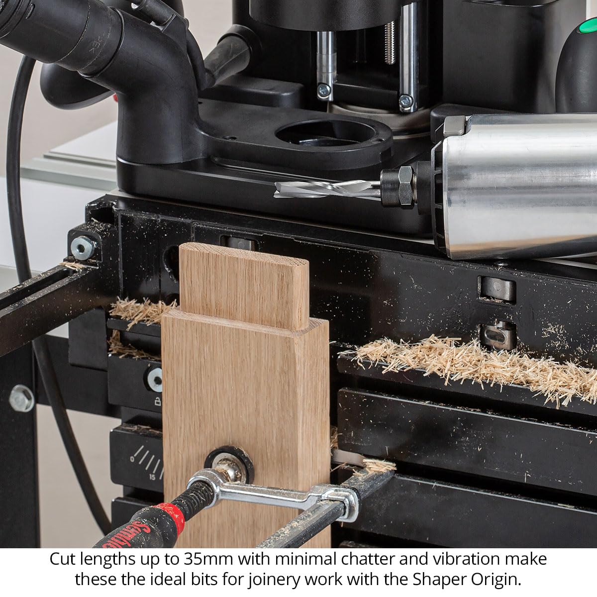 Mortise & Tenon Spiral 3-Piece Router Bit Set, 8mm Upcut Joinery Bit with Variable Helix for Smooth Plunging, Designed for Shaper Origin & Plunge Routers – USA Made US8208UV-3PC
