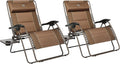 TIMBER RIDGE Oversized Zero Gravity Chair, 33In Wide XXL Zero Gravity Reclining Chair with Side Table, Full Padded Lounge Chair for Outdoor Camping Patio Lawn, Heavy Duty Supports 500lbs, Brown-2 Pack