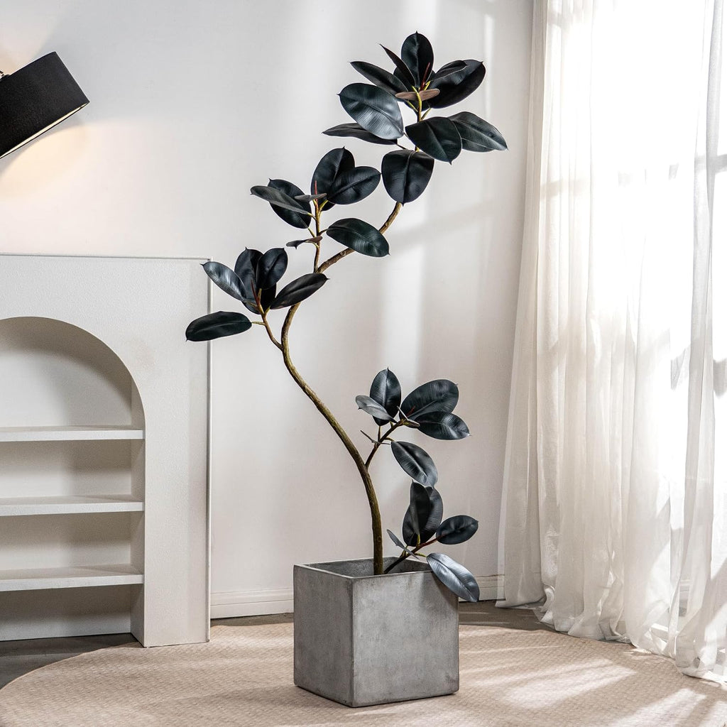 Bailikang 6ft Artificial Rubber Tree Faux Plants Indoor Faux Floor Artificial Trees Indoor,Fake Plant Fake Tropical Plants,Large Floor,Real Touch Rubber Tree for Home Decor