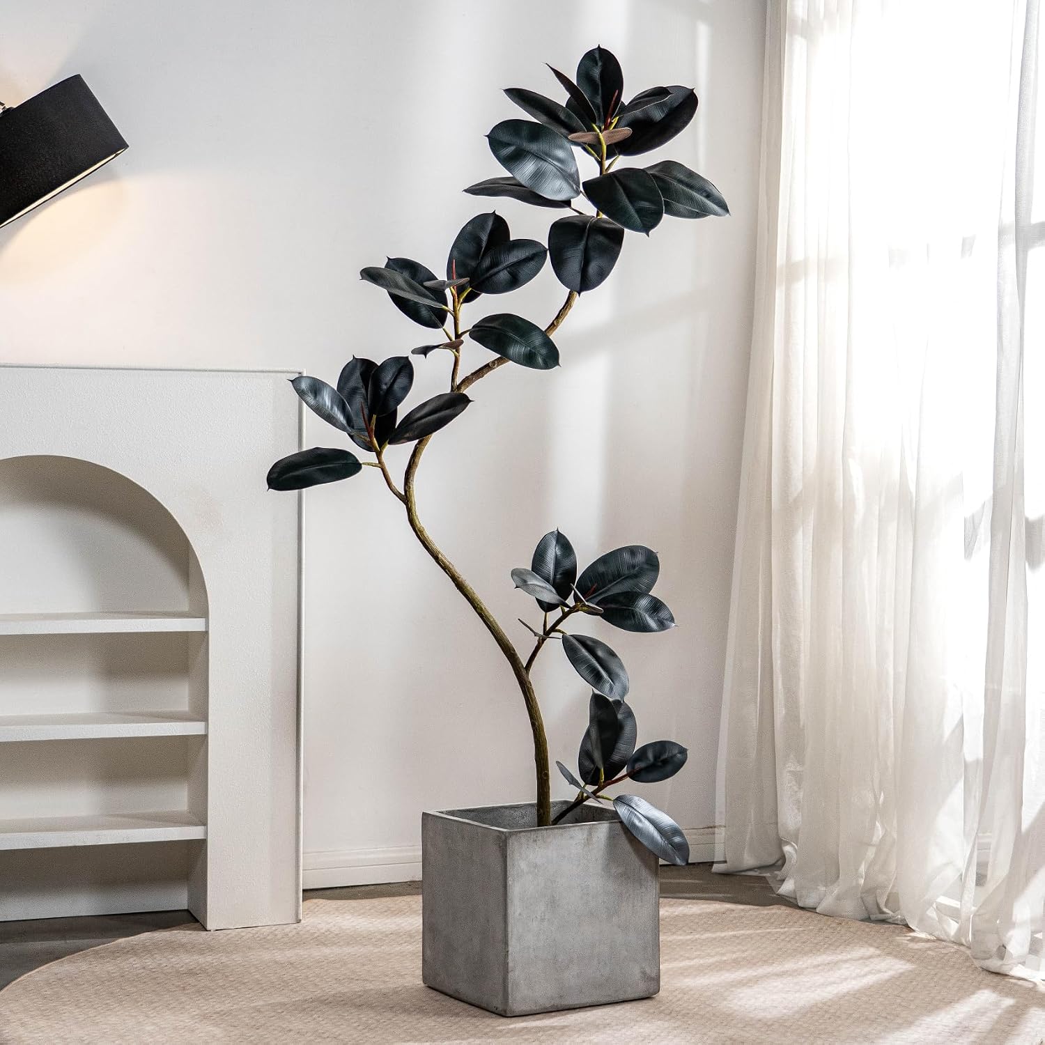 Bailikang 6ft Artificial Rubber Tree Faux Plants Indoor Faux Floor Artificial Trees Indoor,Fake Plant Fake Tropical Plants,Large Floor,Real Touch Rubber Tree for Home Decor