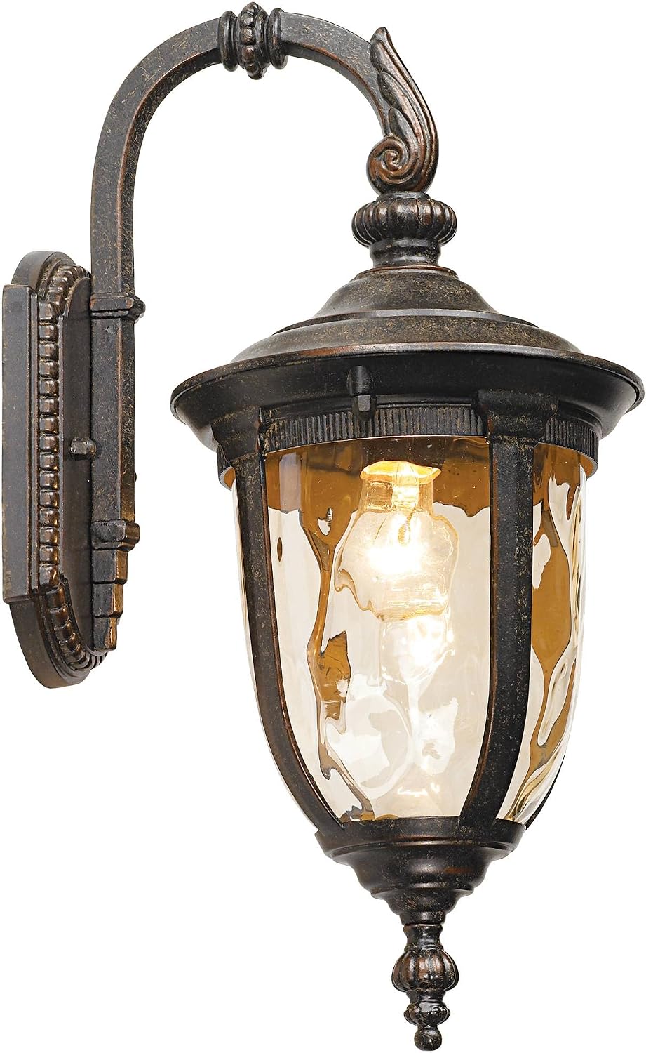 John Timberland Bellagio Rustic Downbridge Outdoor Wall Light Fixtures Set of 2 Veranda Bronze 16 1/2' Champagne Hammered Glass for Post Exterior Barn Deck House Porch Yard Patio Outside Garage