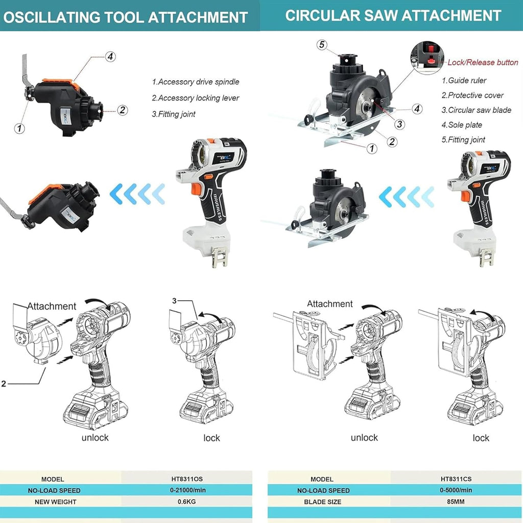 Power Tool Combination Kit, Cordless Power Tool Set, Suitable for Home Improvement, Furniture Repair, Woodworking Tool Kit