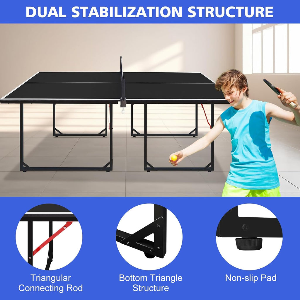 Foldable Ping Pong Table Portable 4.5FT/6FT/9FT Indoor MDF Table Tennis Table Multi-Purpose Family Game Table with Net, 2 Paddles and 3 Balls for Kid Teenager Adult