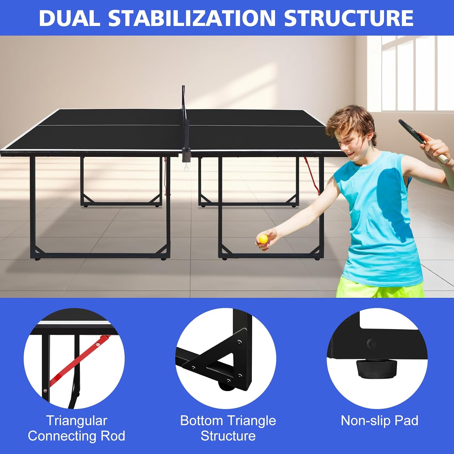 Foldable Ping Pong Table Portable 4.5FT/6FT/9FT Indoor MDF Table Tennis Table Multi-Purpose Family Game Table with Net, 2 Paddles and 3 Balls for Kid Teenager Adult