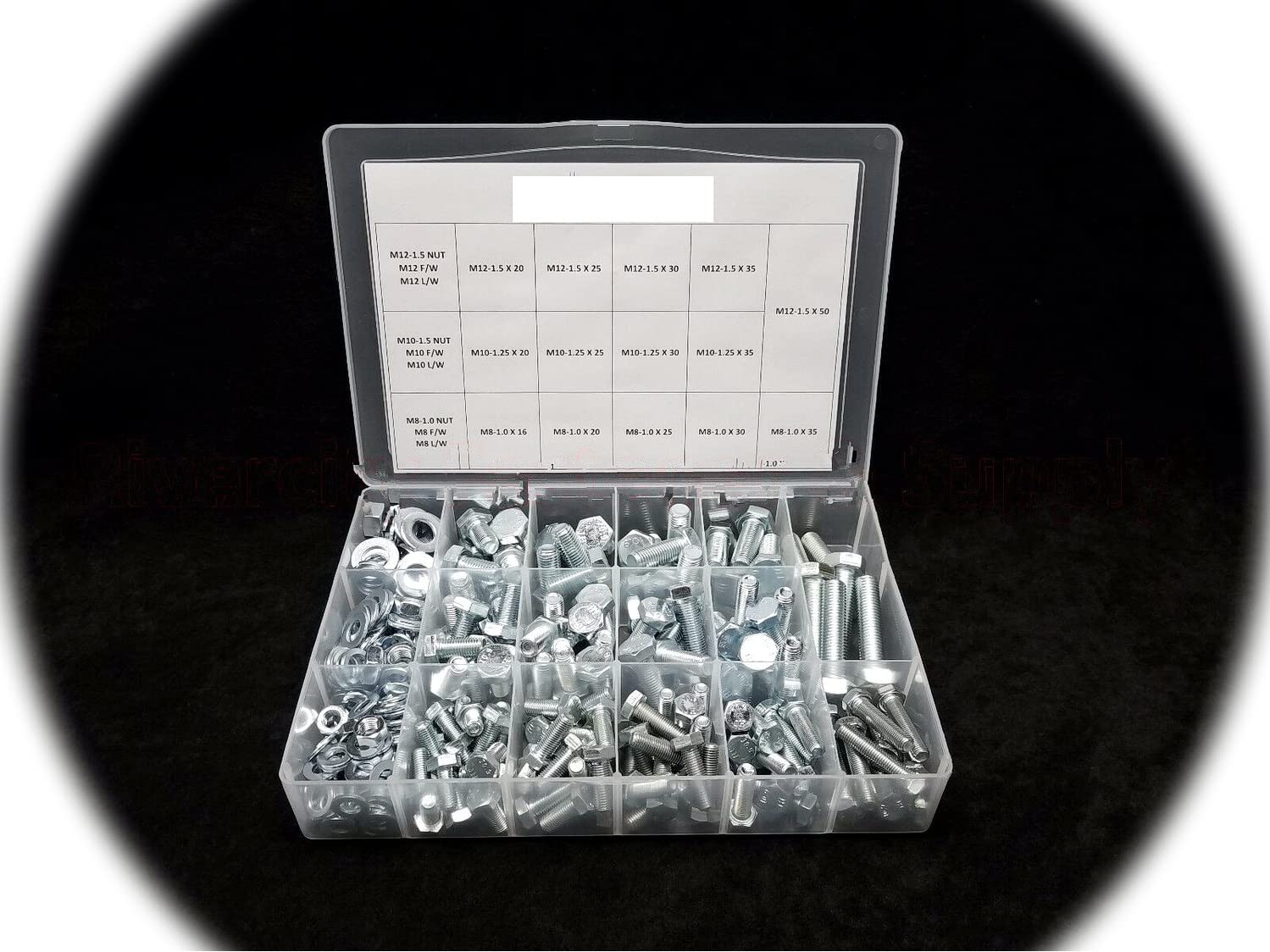 Fine Thread Nut, Bolt & Washer 10.9 Assortment M8-1.0 M10-1.25 M12-1.5 298pcs Hardware Fastener Kit Set RV8869S