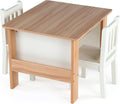 Humble Crew Kids Wood Table and 2 Chairs Set with Built-In Book Storage, Natural/White, Study and Activity Table for Toddlers Ages 3-8, Easy Assembly, Durable Wooden Furniture
