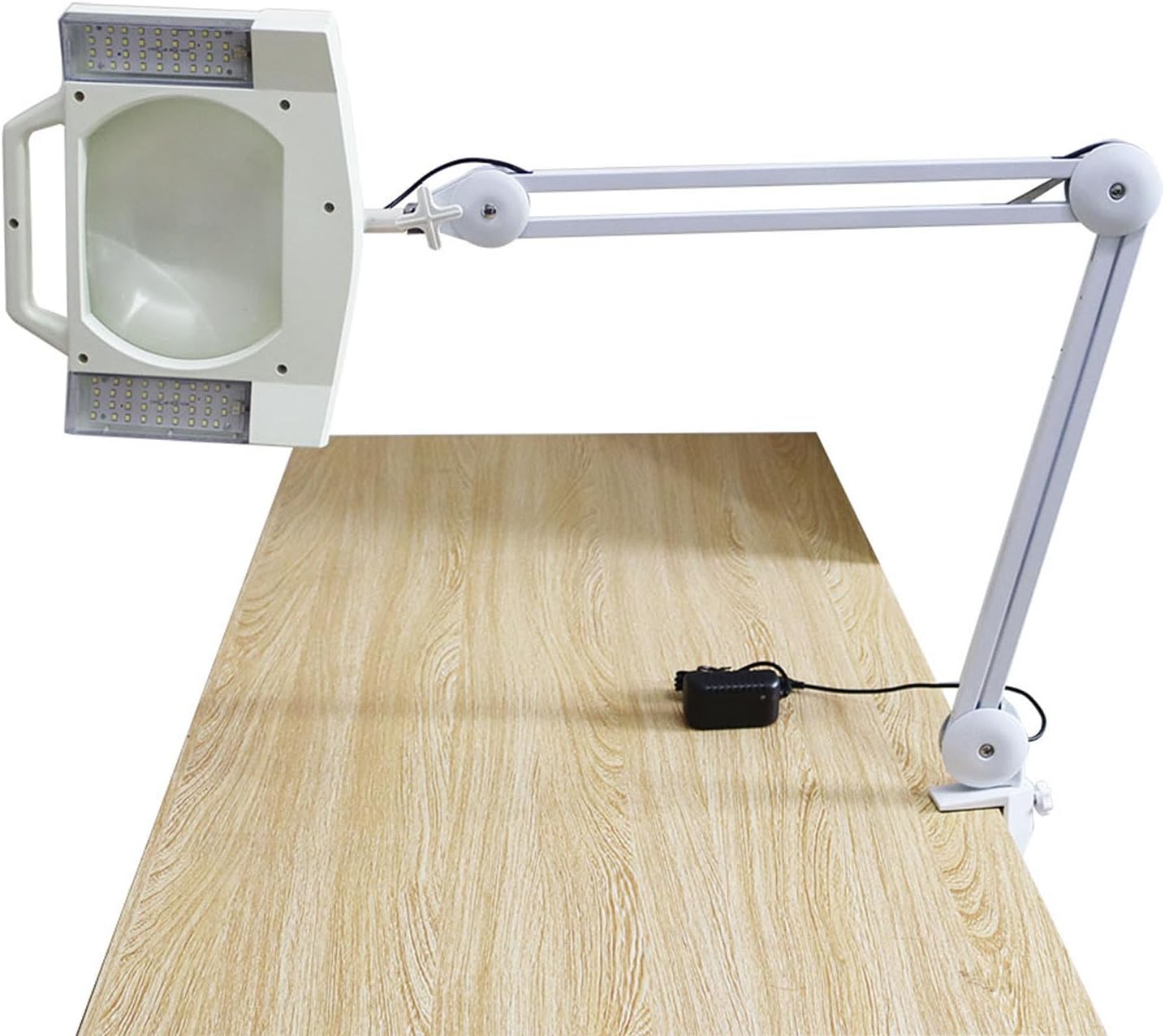 10X Magnifying Glass with Light and Clamp Led Lamp Light Magnifier with Stand Flexible LED Desk Lamp Hands Free for Close Work Reading Repair Crafts 110V White