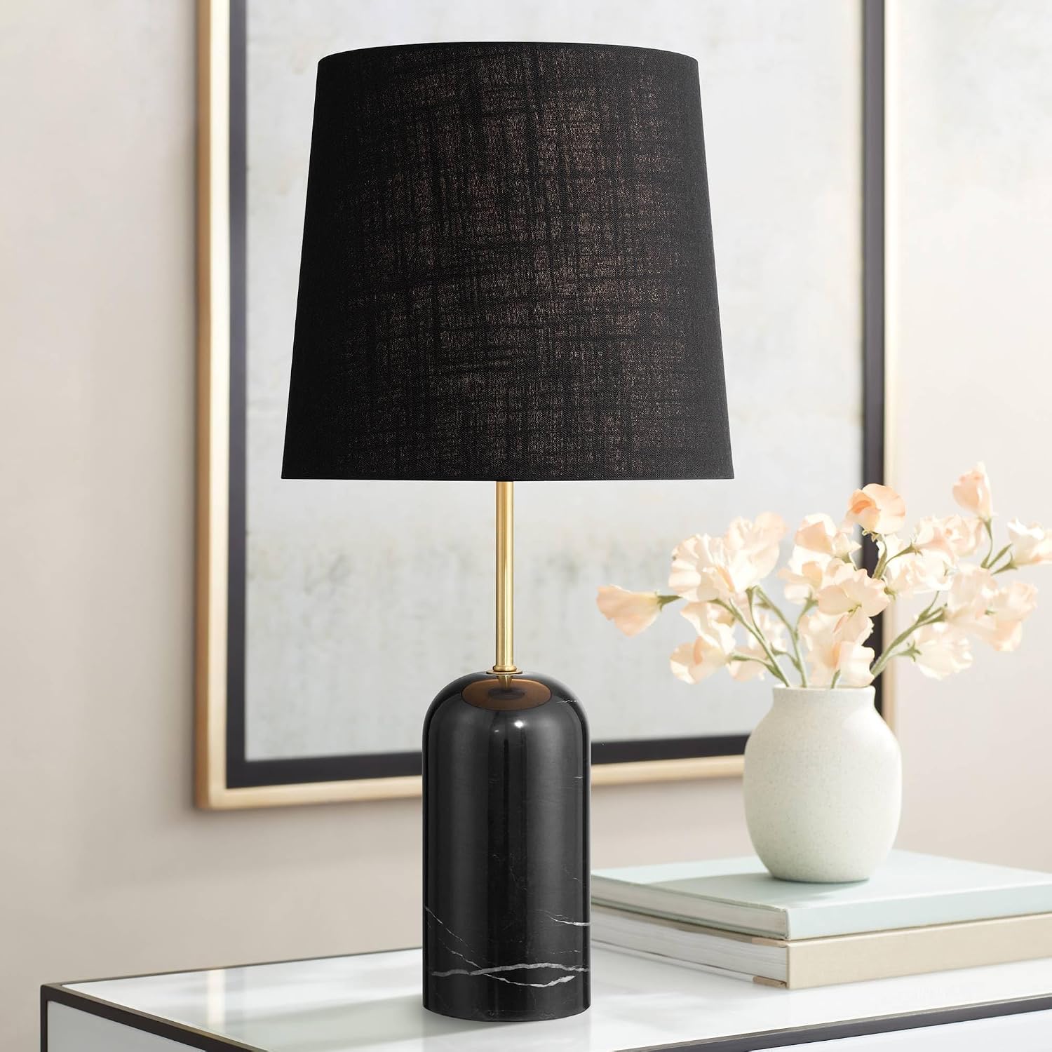 360 Lighting Daleti 25' High Black Marble Table Lamp Set of 2