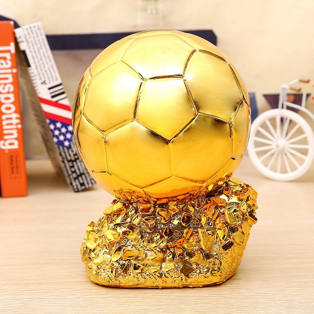 Football Trophy Champion Trophy Best Player Golden Ball Resin Material Electroplating Gold Color Football Commemorative Trophy Collection Football Fan Gift