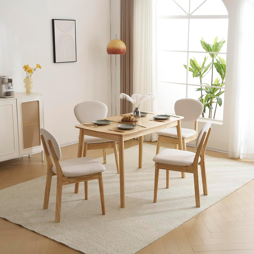 Karl home 5-Piece Dining Table Set, Dining Table Set for 4, Compact Mid-Century Modern Kitchen Table & Chair, w/ 4 Chairs, for Kitchen/Small Apartment, Solidwood, Nature