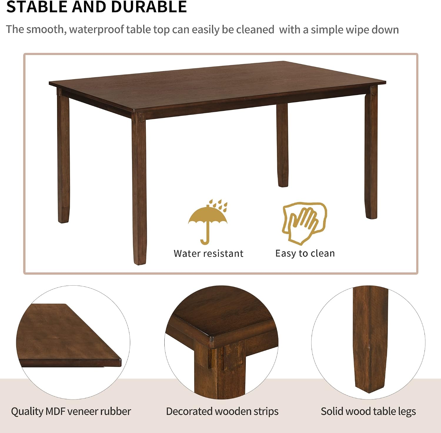 Harper & Bright Designs 6 Pieces Dining Table Set, Wooden Rectangle Table and 4 Chairs with Bench with Cushion, Kitchen Table Chairs Set for 6 Persons, Dining Room Set - Natural Cherry