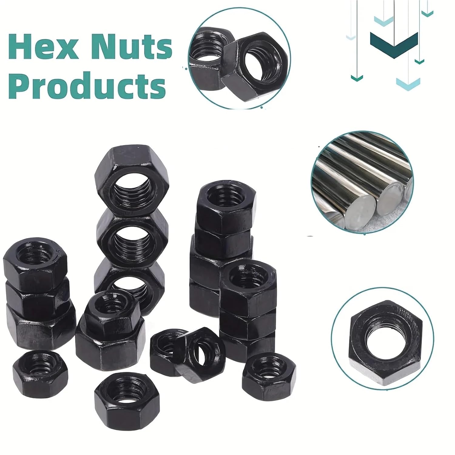 Bolt and Nut Set 240Pcs Grade 8 Hex Black Flat Screws with Nuts Washers Assortment Kit for Equipment Repair