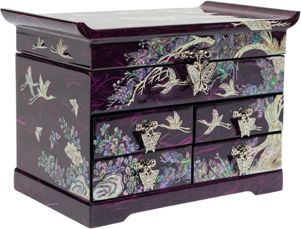 February Mountain Mother of Pearl Handcrafted Mother-of-Pearl Jewelry Box with Traditional Korean Design Mother's day Graduation Birthday Gifts for Women