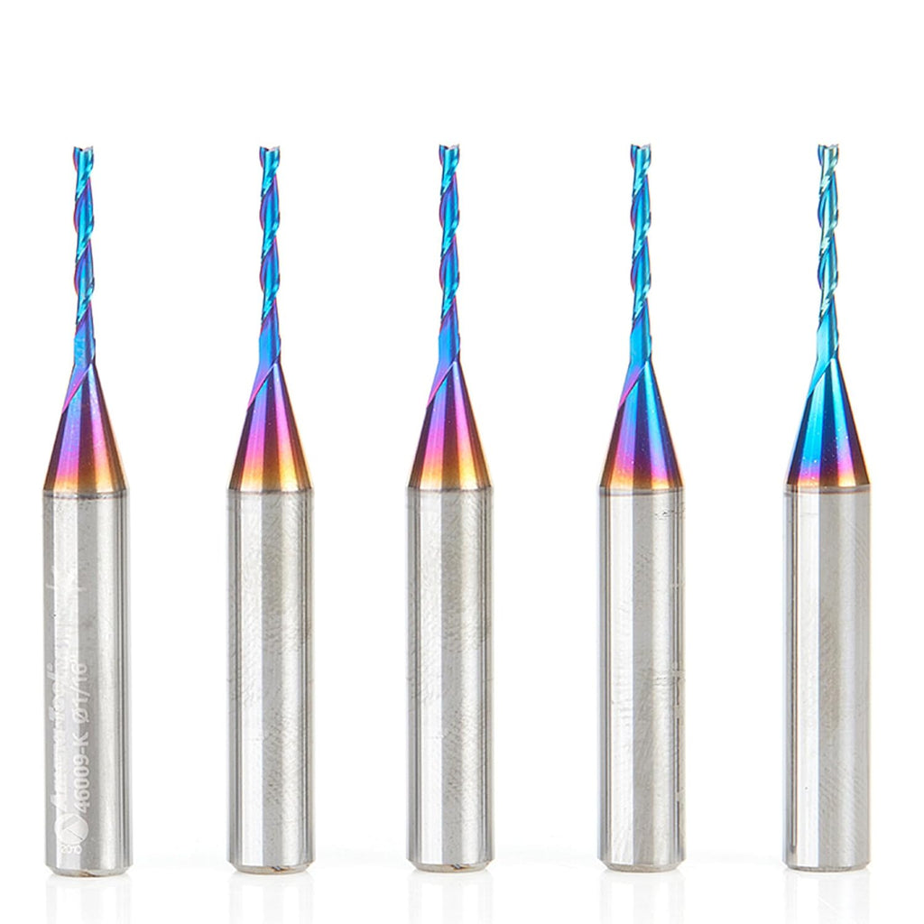 Amana Tool 46009-K-5 5-Pack SC Spektra Extreme Tool Life Coated Spiral Plunge 1/16 Dia x 1/2 CH x 1/4 SHK 2 Inch Long Up-Cut Router Bits