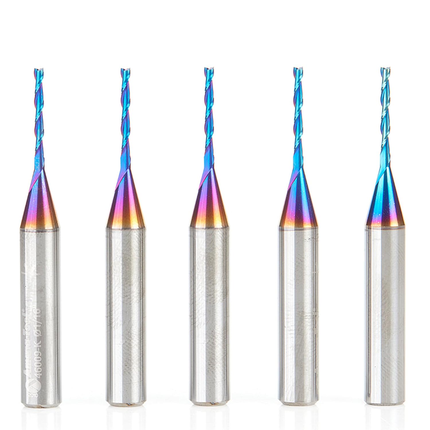 Amana Tool 46009-K-5 5-Pack SC Spektra Extreme Tool Life Coated Spiral Plunge 1/16 Dia x 1/2 CH x 1/4 SHK 2 Inch Long Up-Cut Router Bits