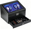 J&T Technology Watch Winder for 4 Automatic Watches, Watch Winder Box with Watch Holders and Jewelry Storage, Quiet Japan-Made Motor,LED Light,Gift for Men & Women