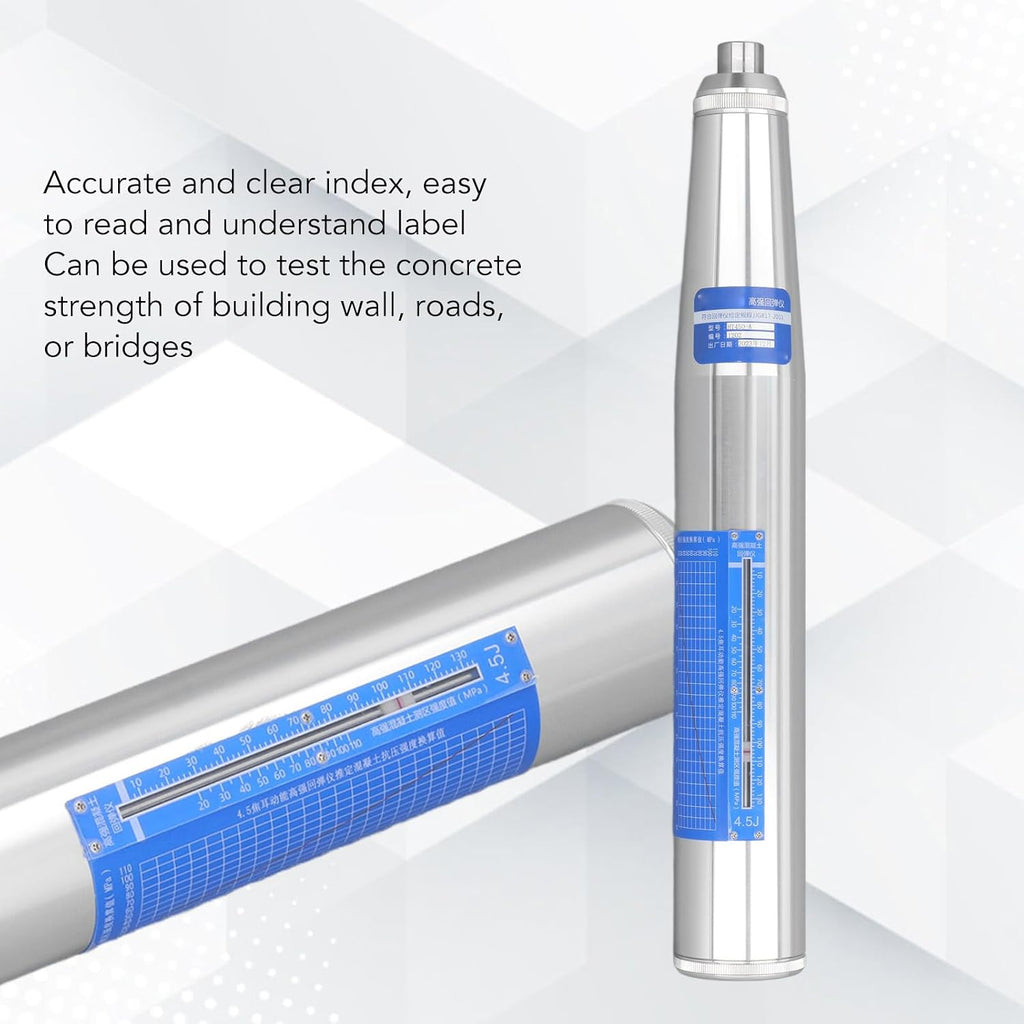 Concrete Rebound Hammer Tester, Portable Concrete Resiliometer Test Meter Tool, The Scope of 20-110Mpa, for Testing Building Wall, Roads, Bridges