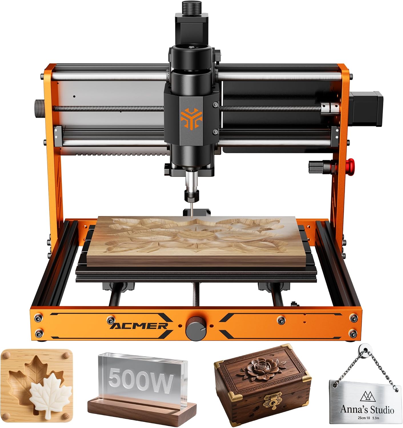 CNC Router Machine, ACMER Ascarva 3 S 500W CNC Milling Machine, Working Area 11.81' x 7.09' x 3.07' for Wood Plastic Metal Acrylic MDF Nylon Carving Cutting