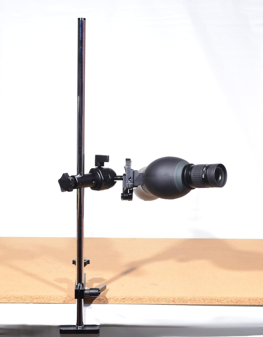 Hammers Height Adjustable Benchtop Spotting Scope Stand Mount with 5/8' Stainless Steel Pole Bench Mount Plate Crossbar Swivel Ball Head