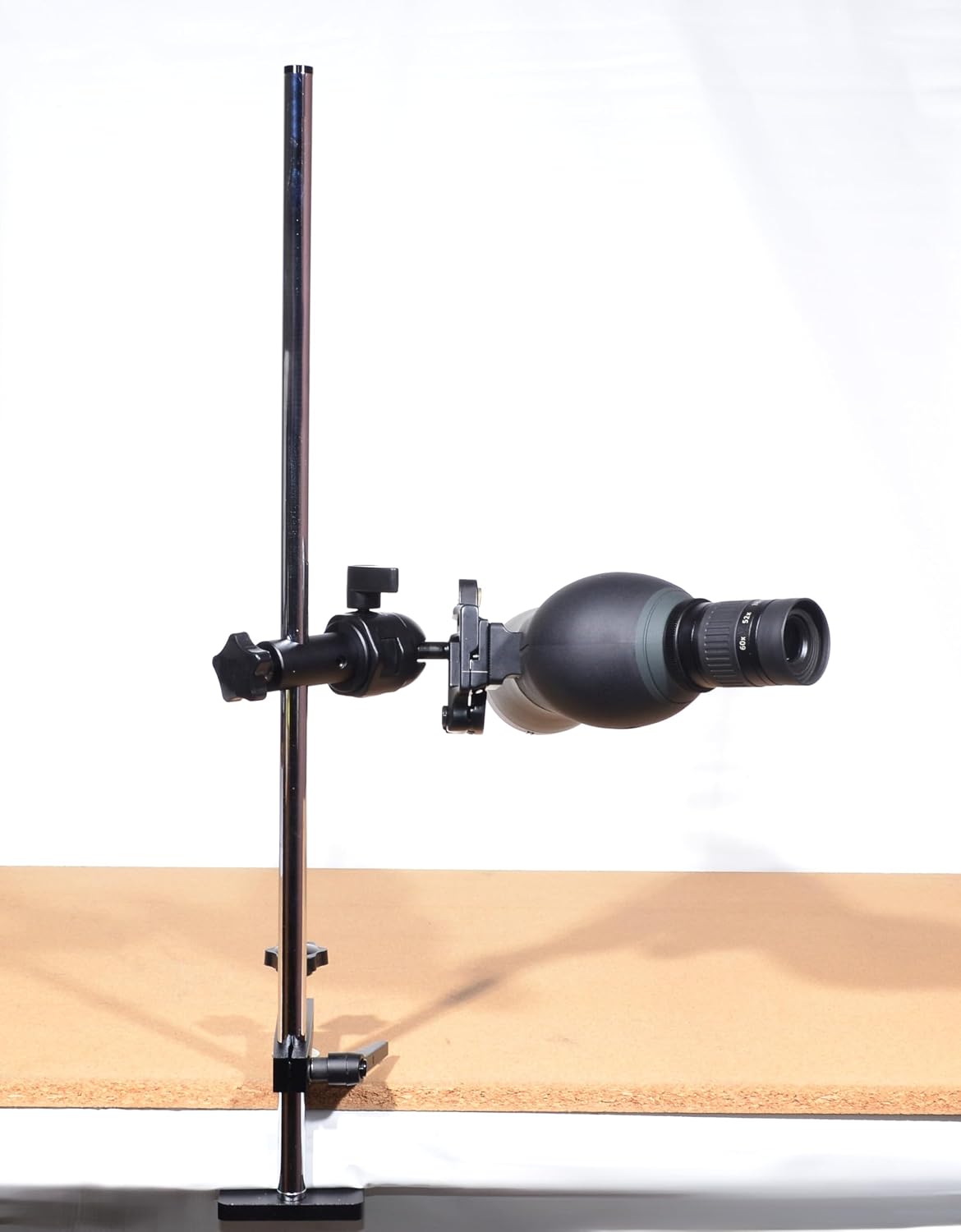 Hammers Height Adjustable Benchtop Spotting Scope Stand Mount with 5/8' Stainless Steel Pole Bench Mount Plate Crossbar Swivel Ball Head