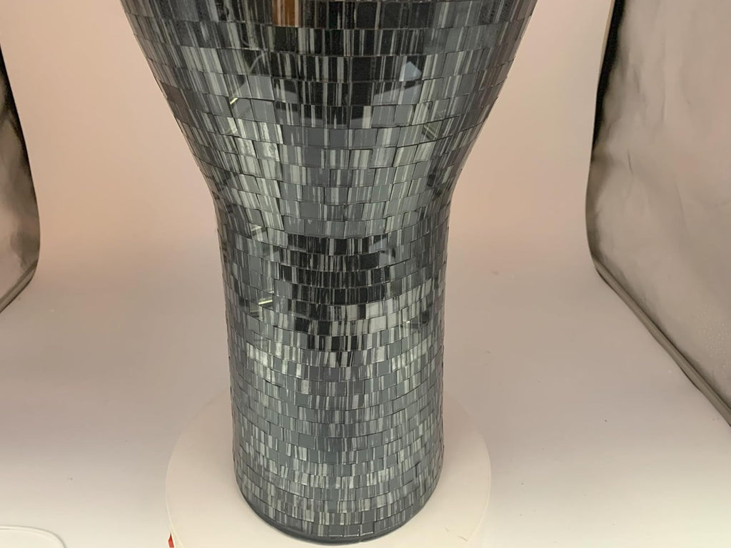 Floor Vase, 24 Inch Mosaic Vase – Tall Cylinder Made of Terracotta with Grey and Black Glass Mosaic Pieces – Handcrafted Decorative Home Décor Accent Piece for Bedroom, Living Room, Office