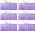 Suppromo 6 Pack 8ft Lavender Spandex Table Cloths for Rectangle Tables Wrinkle Free Light Purple Rectangle Tablecloths Stretch Fitted Table Cover for Birthday Party Wedding Banquet Baby Shower Buffet