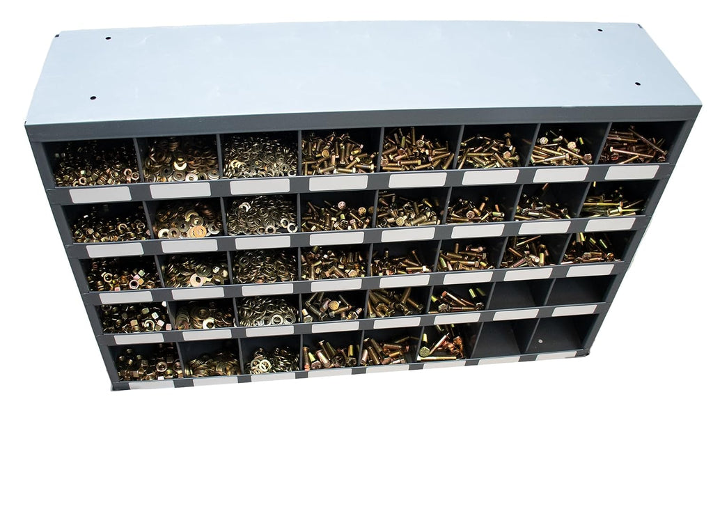 2510 Piece Fine Thread SAE Grade 8 Bolt, Nut, and Washer Assortment with 40 Hole Bin