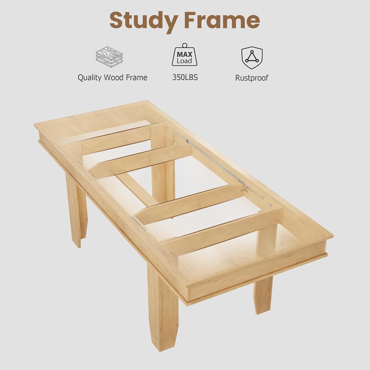 GarveeHome 63 in-86.6 in Extendable Dining Room Table for 6-10, Farmhouse Kitchen Tables w/Wooden Sturdy Frame, Large Rectangular Dinner Table for Dining Room, Kitchen