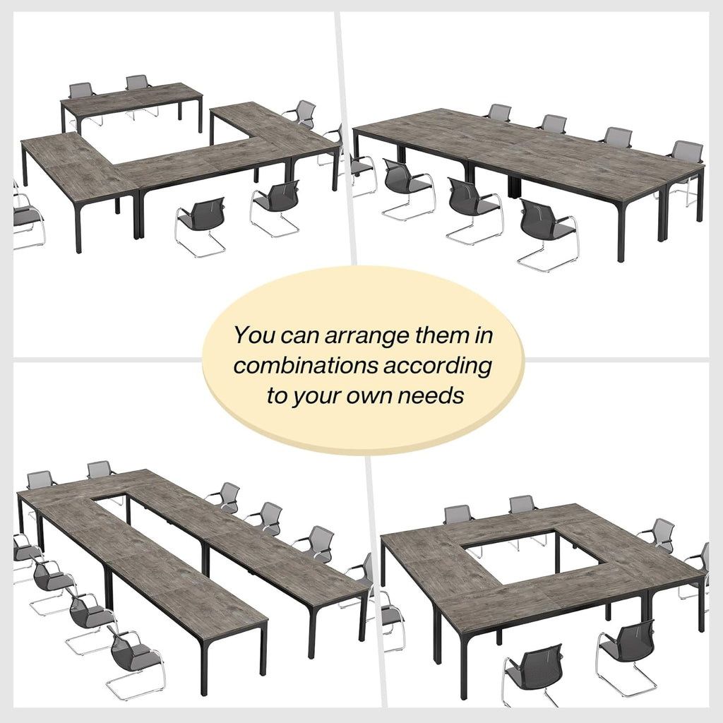Tribesigns 6.5FT Conference Table, 78.7-Inch Rectangle Meeting Seminar Table, Large Business Tables for 6-8 People (Only Table) (Gray+Black)