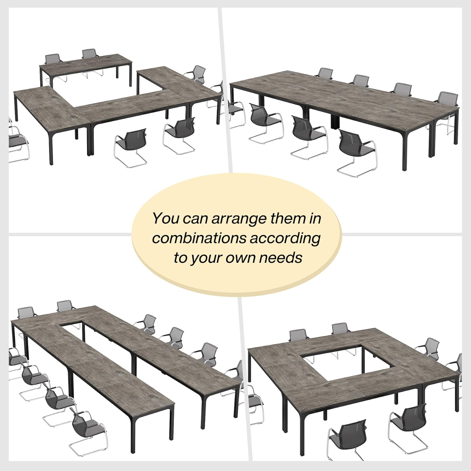 Tribesigns 6.5FT Conference Table, 78.7-Inch Rectangle Meeting Seminar Table, Large Business Tables for 6-8 People (Only Table) (Gray+Black)