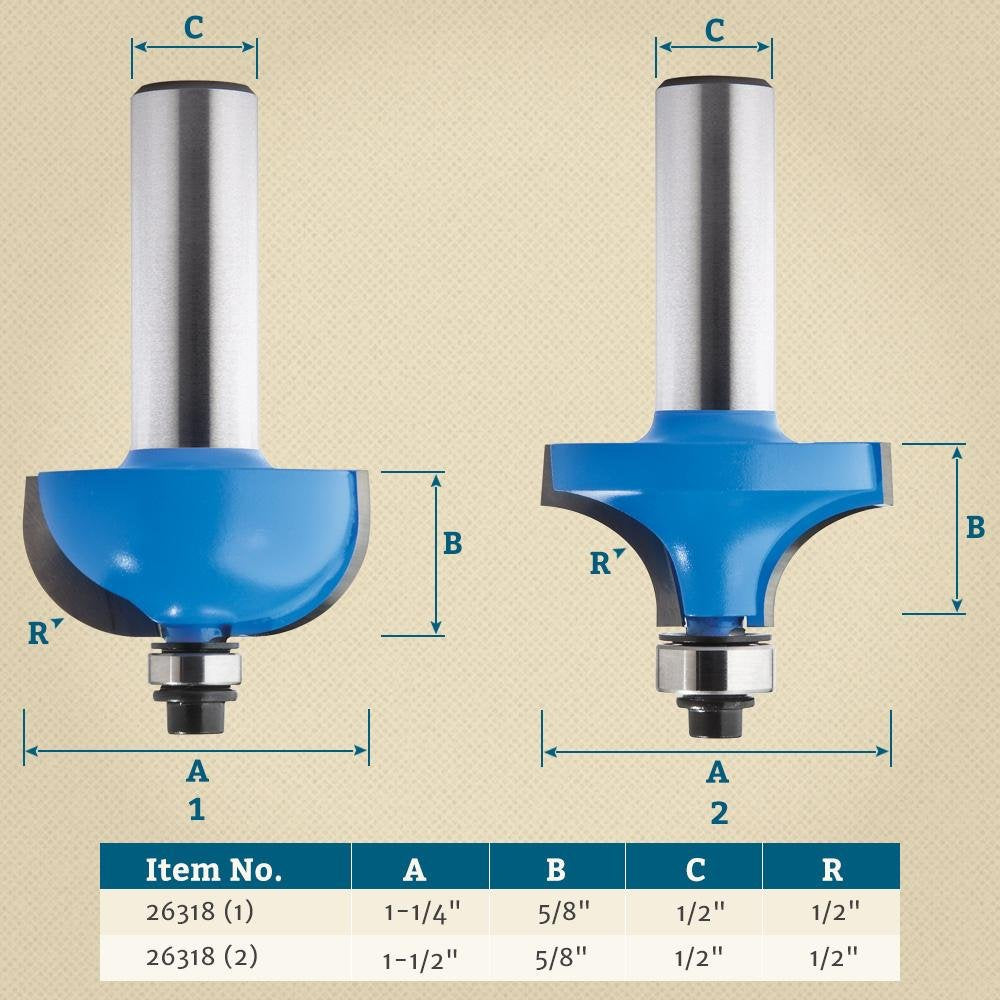 Rule Joint Router Bit Sets – ½' Shank & Roundover Router Bit for Seamless Joints – Drop Leaf Table Projects & Router Bits for Cabinet Doors to Improve Joint-Making Skills for All Levels