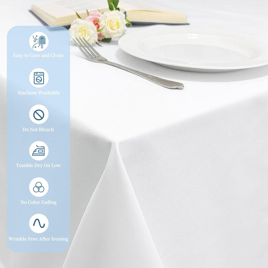 12 Pack White Tablecloths for Rectangle Tables Stain and Wrinkle Resistant Washable Polyester Tablecloth 90 x 132 Inch White Table Cloth Rectangle Table 6 Foot Rectangle Table Cloth for Wedding Party