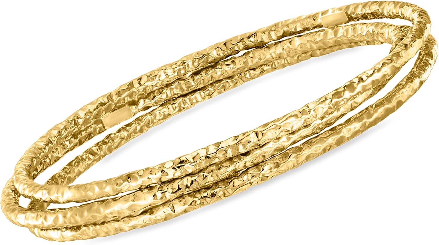 Ross-Simons Italian 22kt Gold Over Sterling Jewelry Set: 3 Hammered Bangle Bracelets